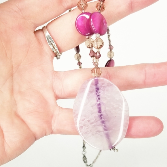 Pink Quartz Pendant Necklace EUC - Picture 8 of 12